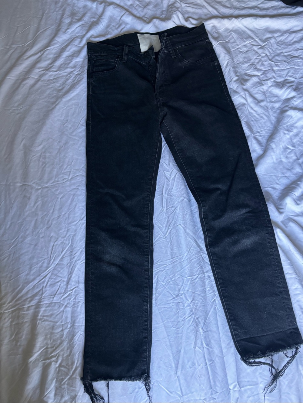 Mothers Frayed Cropped Women’s Jeans in Black